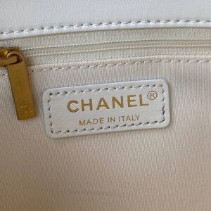 Chanel Small Flap Bag Lambskin Gold-Tone Metal AS3206 White