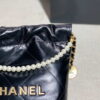 Chanel AS3260 22 Mini Handbag Calfskin Pearl Chain Black with Gold A90