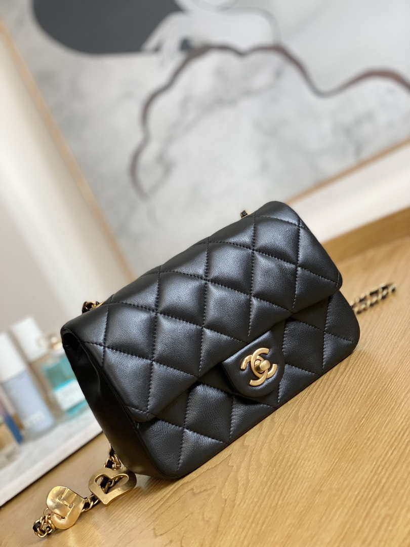Chanel AS3457 Mini Flap Bag Lambskin & Gold-Tone Metal Black - lushenticbags