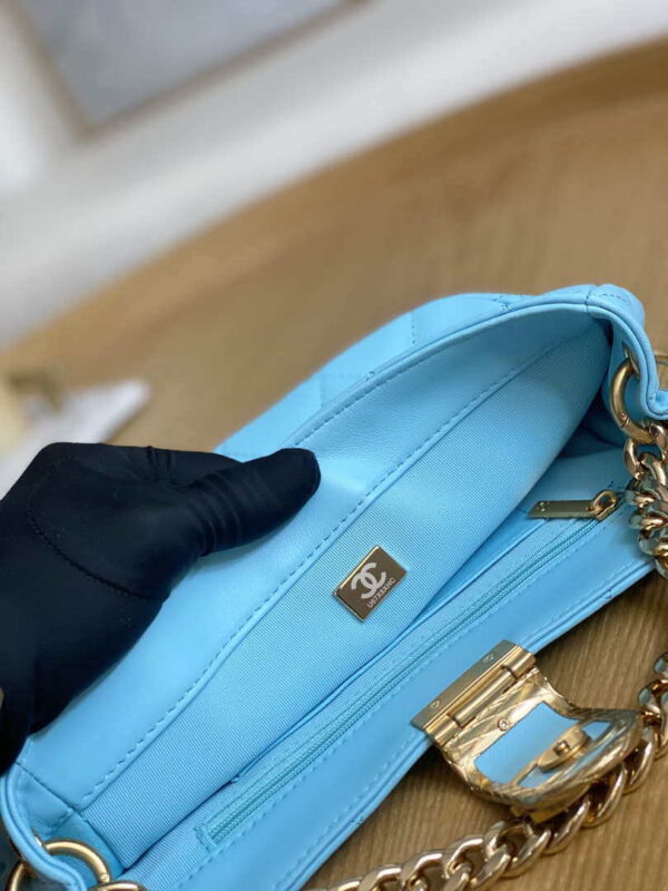 Chanel AS3476 Hobo Handbag Lambskin Blue
