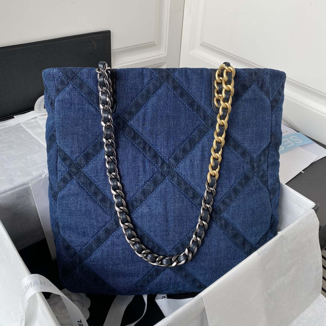 Chanel AS3519 CHANEL 23K Shopping Bag Denim Blue - lushenticbags