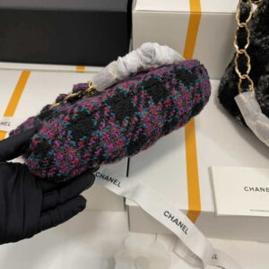 Chanel AS3562 Hobo Handbag Wool Tweed Purple