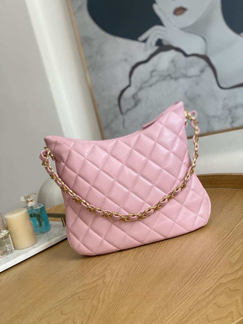 Chanel AS3631 2022 new hippie underarm Hobo bag Lambskin Pink -  lushenticbags