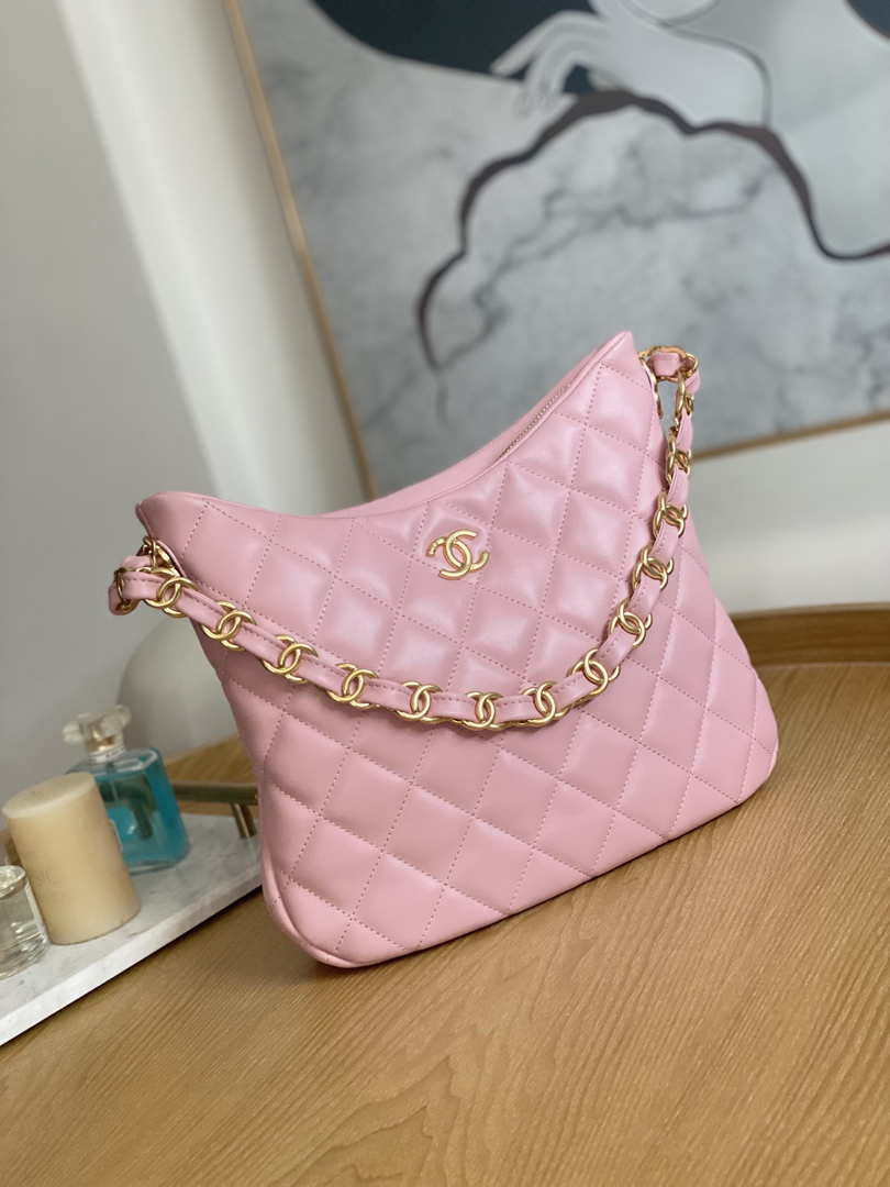 Chanel AS3631 2022 new hippie underarm Hobo bag Lambskin Pink -  lushenticbags