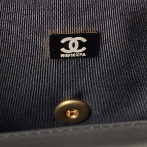 Chanel AS3737 Mini Flap Bag Lambskin Enamel & Gold-Tone Metal Black