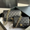 Chanel AS3777 Flap Bag Grained Calfskin & Gold-Tone Metal Black