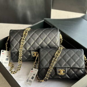 Chanel AS3777 Flap Bag Grained Calfskin & Gold-Tone Metal Black