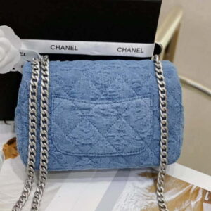 Chanel AS3828 Small Flap Classic Woc Bag Denim Blue