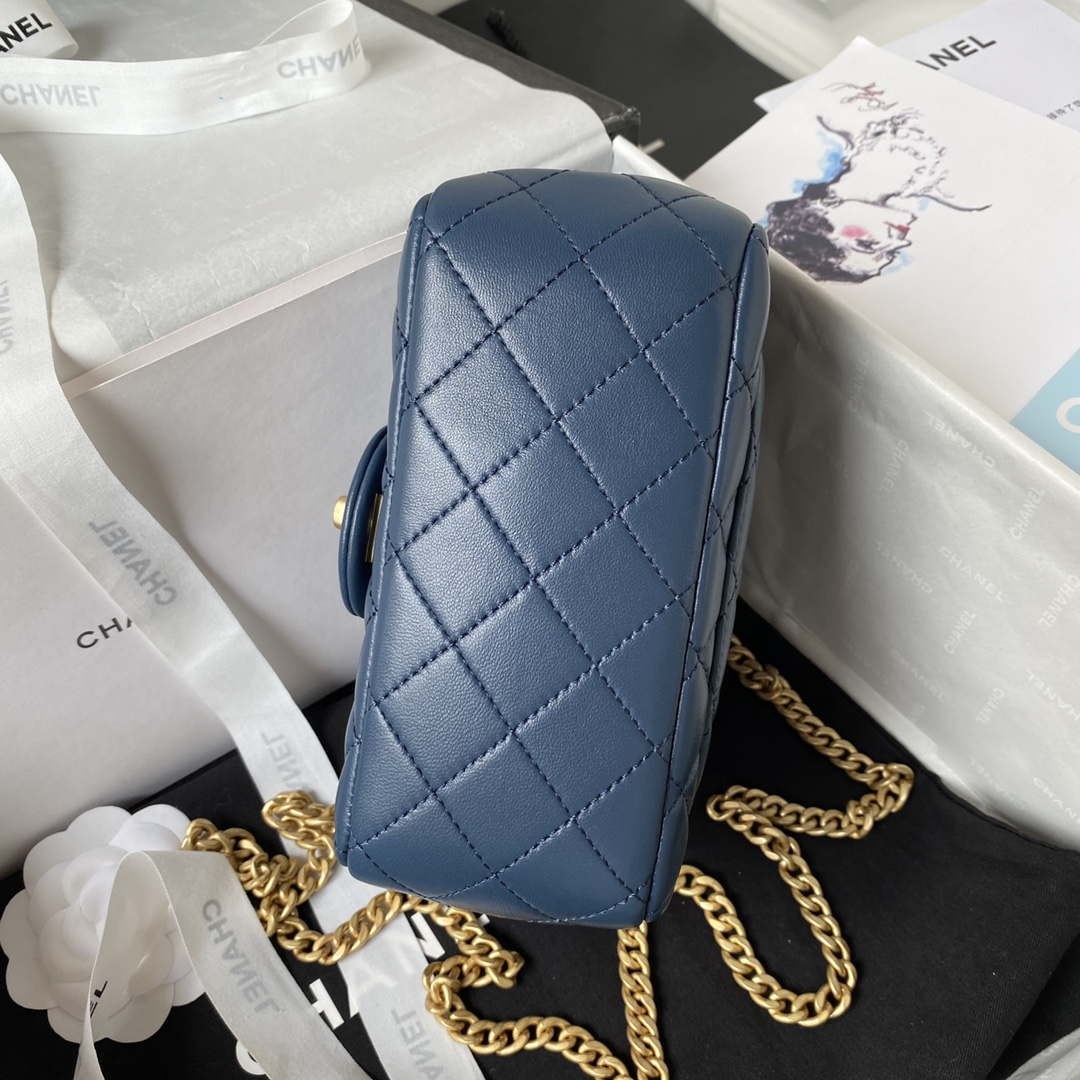 Chanel AS4040 Mini Flap Classic Bag 18 Woc Camellia Lambskin Dark Blue -  lushenticbags