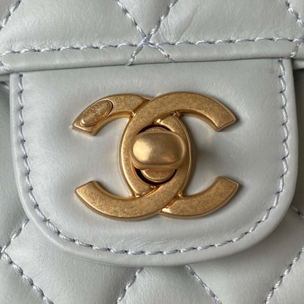 Chanel AS3932 Flap Classic Bag CF Lambskin White Gold - lushenticbags