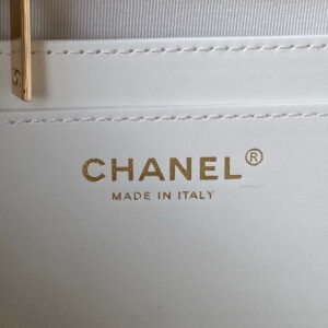 Chanel AS4058 Backpack Grained Shiny Calfskin & Gold-Tone Metal White