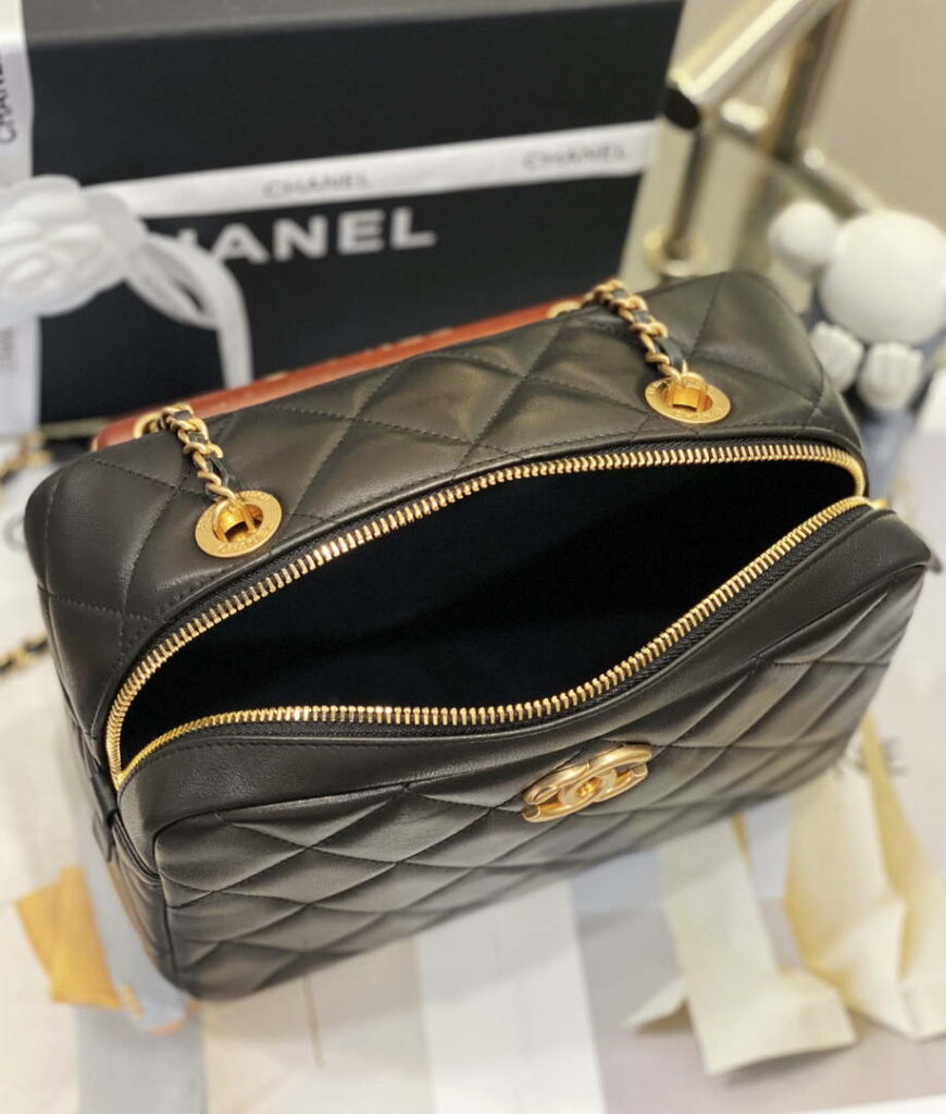 Bowling bag handbag Chanel Camel in Suede - 34234826