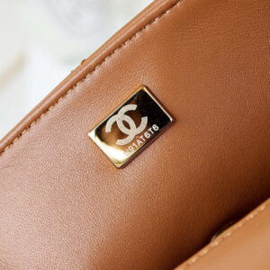 Chanel AS4232 Small Flap Bag With Top Handle Lambskin Brown
