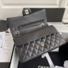 Chanel Flap Classic bag Grained shiny Calfskin Black A01112 Silver seamless edge