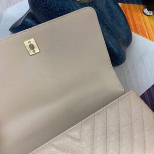Chanel Large Top Handle Bag A92991 lambskin V gird Apricot Gold