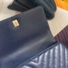 Chanel Large Top Handle Bag A92991 lambskin V gird Navy Blue Gold