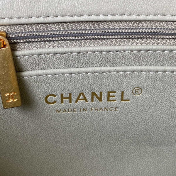 Chanel Mini flap Lambskin bag with top handle AS2431 Light Green Gold