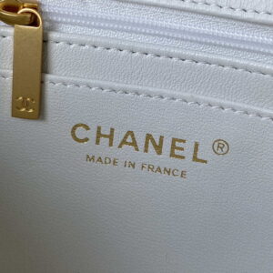 Chanel Mini flap Lambskin bag with top handle AS2431 White gold